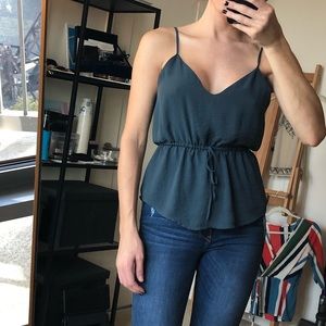 Dusty teal silky Aritzia cami blouse